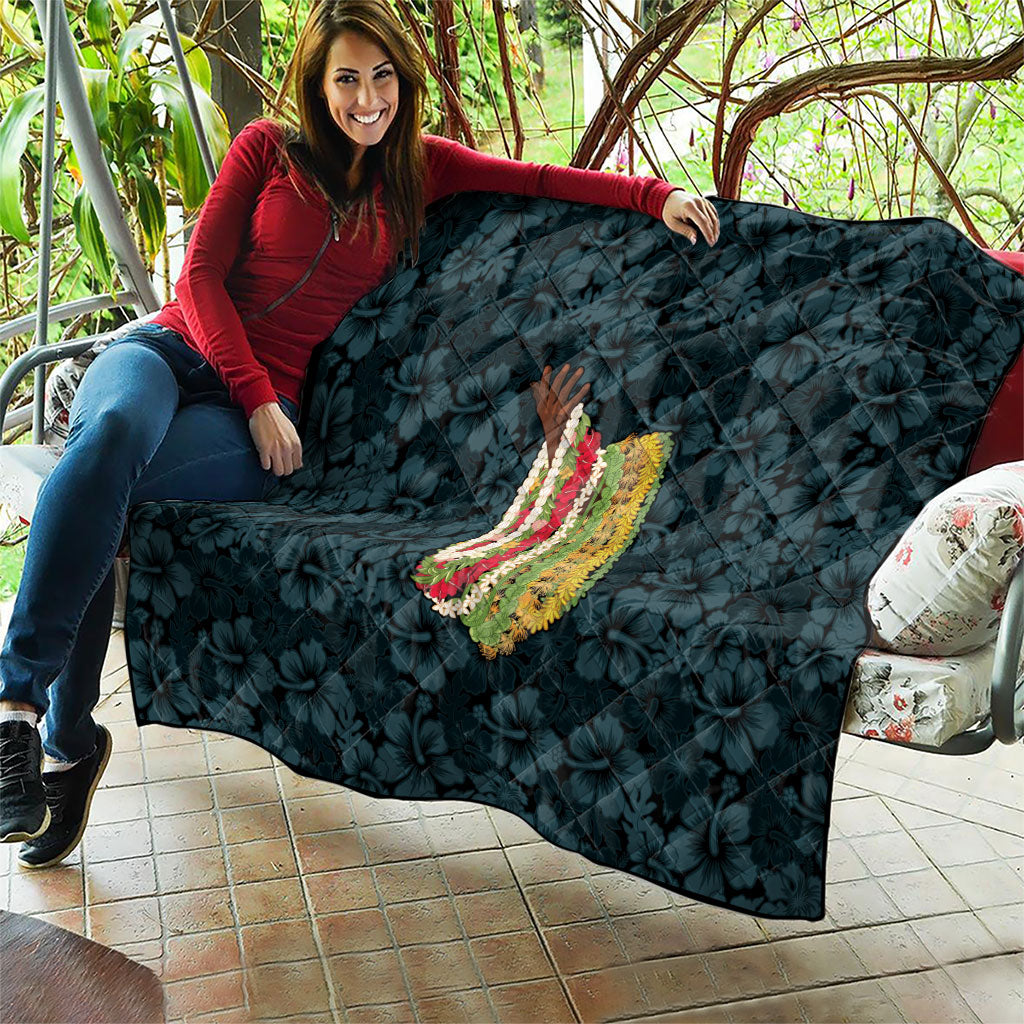 Hawaii Lei Kamehameha Quilt Uliuli Seamless Pattern Hibiscus Flower LT9 - Polynesian Pride