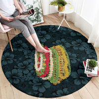 Hawaii Lei Kamehameha Round Carpet Uliuli Seamless Pattern Hibiscus Flower LT9 - Polynesian Pride