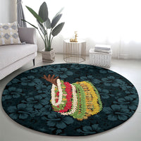 Hawaii Lei Kamehameha Round Carpet Uliuli Seamless Pattern Hibiscus Flower LT9 - Polynesian Pride