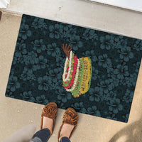 Hawaii Lei Kamehameha Rubber Doormat Uliuli Seamless Pattern Hibiscus Flower LT9 - Polynesian Pride