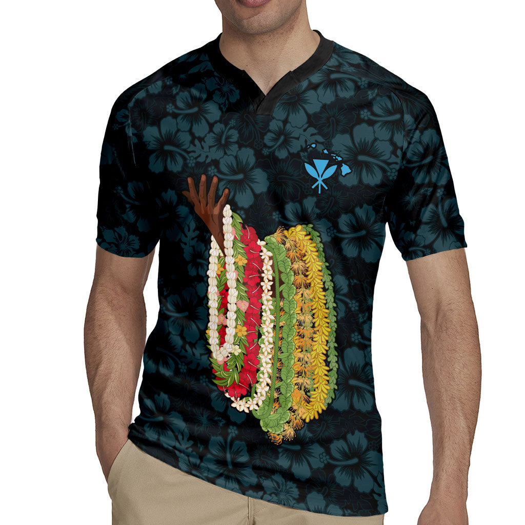Hawaii Lei Kamehameha Rugby Jersey Uliuli Seamless Pattern Hibiscus Flower LT9 - Polynesian Pride
