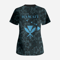 Hawaii Lei Kamehameha Scrub Top Uliuli Seamless Pattern Hibiscus Flower LT9 - Polynesian Pride