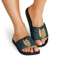 Hawaii Lei Kamehameha Slide Sandals Uliuli Seamless Pattern Hibiscus Flower LT9 - Polynesian Pride