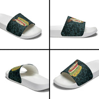 Hawaii Lei Kamehameha Slide Sandals Uliuli Seamless Pattern Hibiscus Flower LT9 - Polynesian Pride