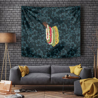 Hawaii Lei Kamehameha Tapestry Uliuli Seamless Pattern Hibiscus Flower LT9 Blue - Polynesian Pride