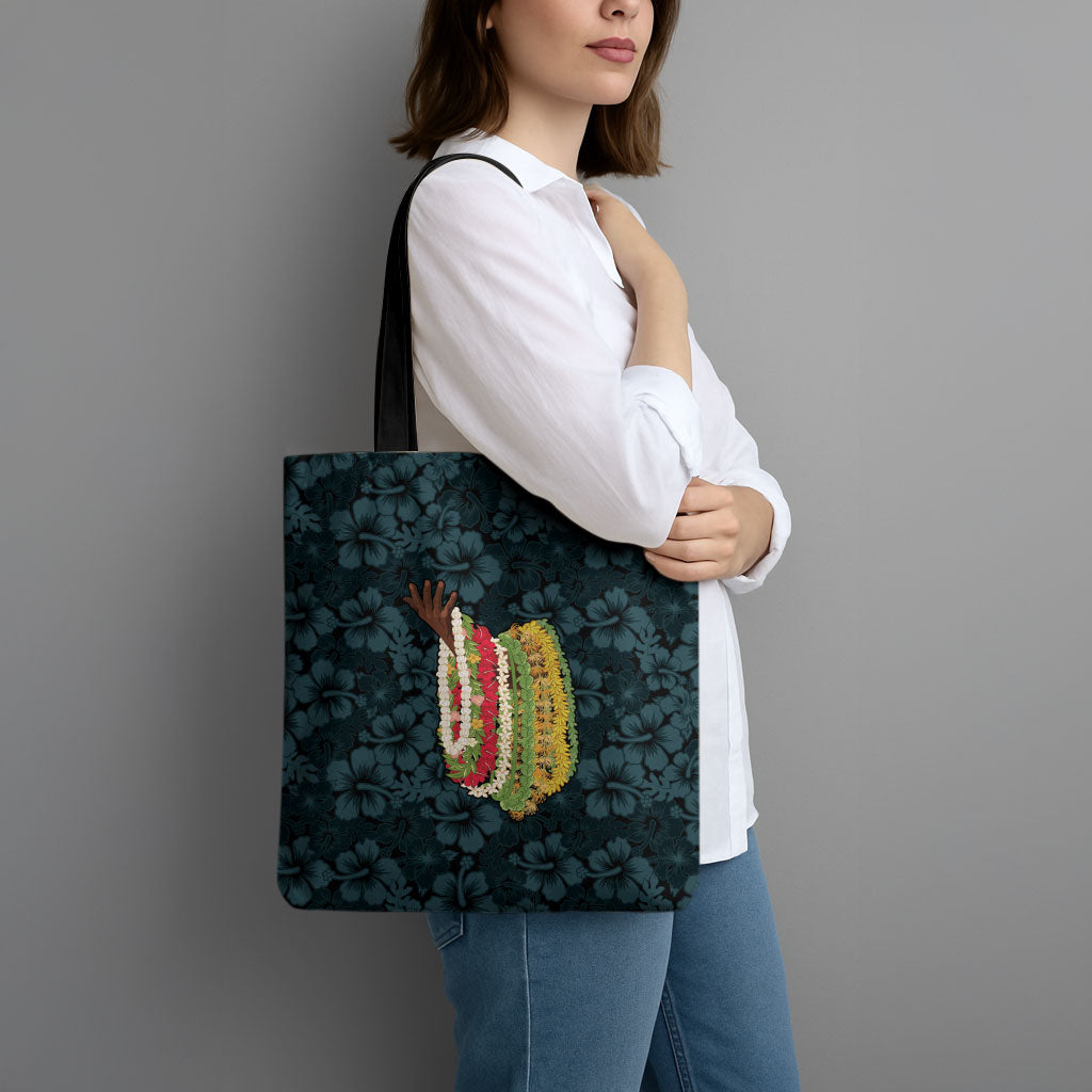 Hawaii Lei Kamehameha Tote Bag Uliuli Seamless Pattern Hibiscus Flower LT9 - Polynesian Pride