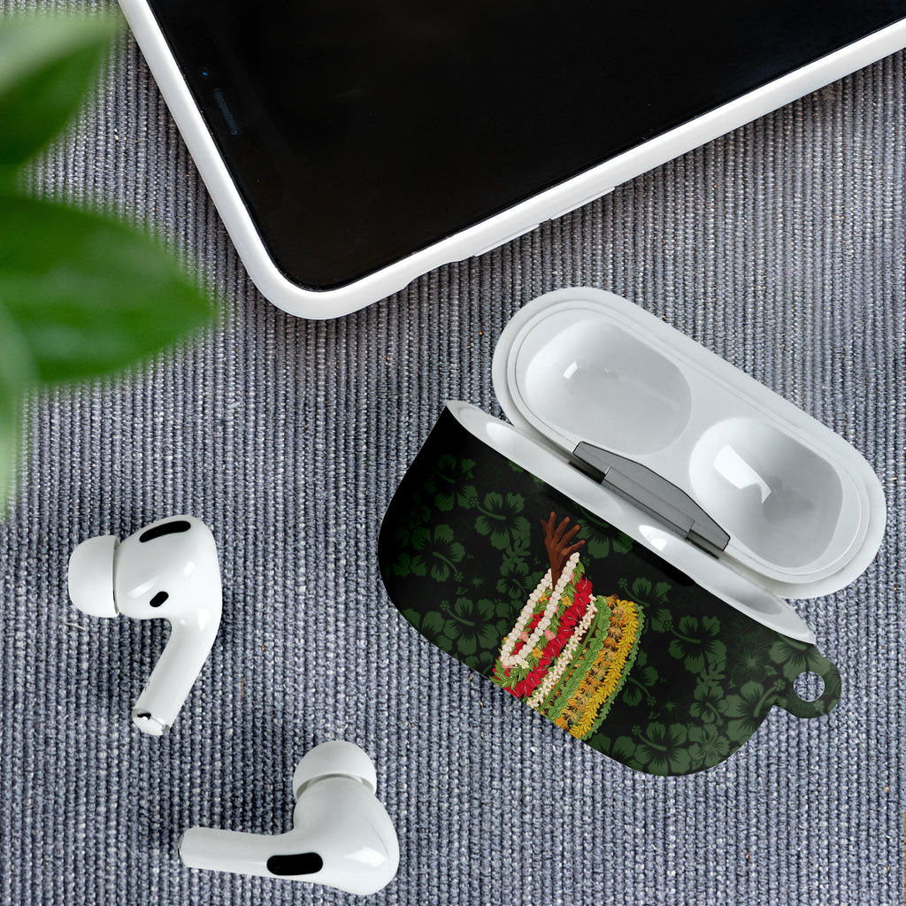 Hawaii Lei Kamehameha AirPods Case Oma'oma'o Seamless Pattern Hibiscus Flower LT9 - Polynesian Pride