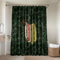 Hawaii Lei Kamehameha Bathroom Set Oma'oma'o Seamless Pattern Hibiscus Flower LT9 Shower Curtain Only Green - Polynesian Pride