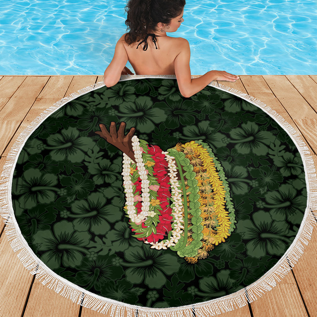 Hawaii Lei Kamehameha Beach Blanket Oma'oma'o Seamless Pattern Hibiscus Flower LT9 - Polynesian Pride