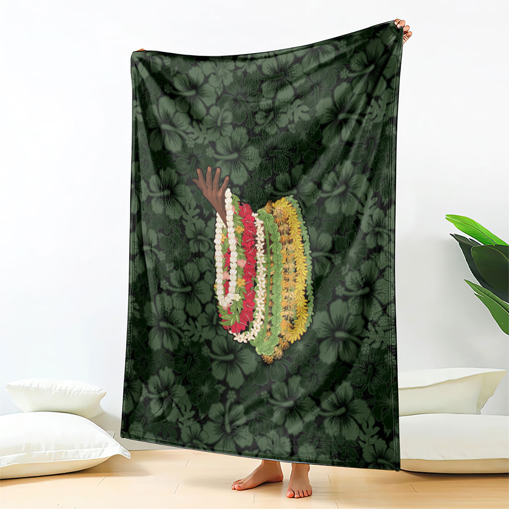 Hawaii Lei Kamehameha Blanket Oma'oma'o Seamless Pattern Hibiscus Flower LT9 - Polynesian Pride