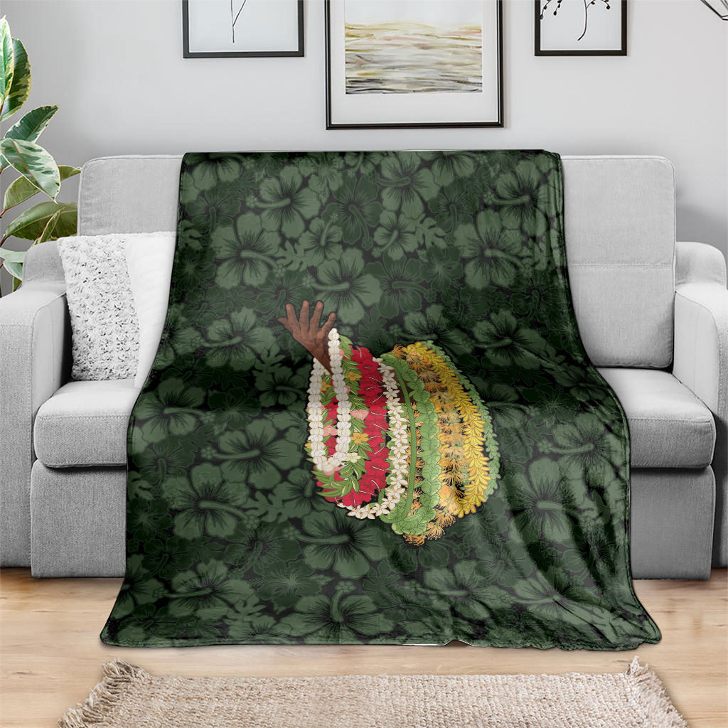 Hawaii Lei Kamehameha Blanket Oma'oma'o Seamless Pattern Hibiscus Flower LT9 - Polynesian Pride