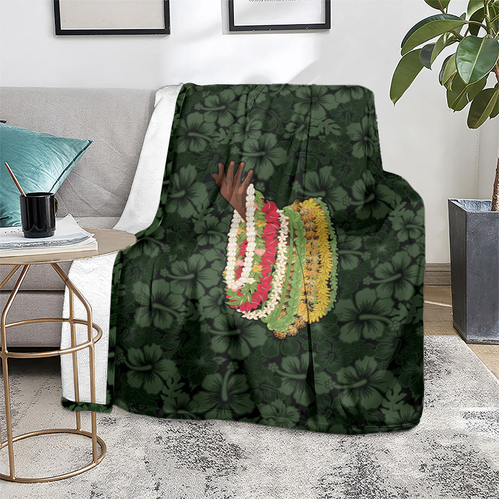 Hawaii Lei Kamehameha Blanket Oma'oma'o Seamless Pattern Hibiscus Flower LT9 - Polynesian Pride