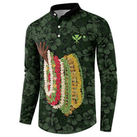Hawaii Lei Kamehameha Button Sweatshirt Oma'oma'o Seamless Pattern Hibiscus Flower LT9 - Polynesian Pride