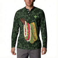 Hawaii Lei Kamehameha Button Sweatshirt Oma'oma'o Seamless Pattern Hibiscus Flower LT9 - Polynesian Pride