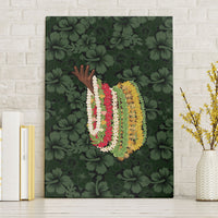 Hawaii Lei Kamehameha Canvas Wall Art Oma'oma'o Seamless Pattern Hibiscus Flower LT9 Without Frame Green - Polynesian Pride