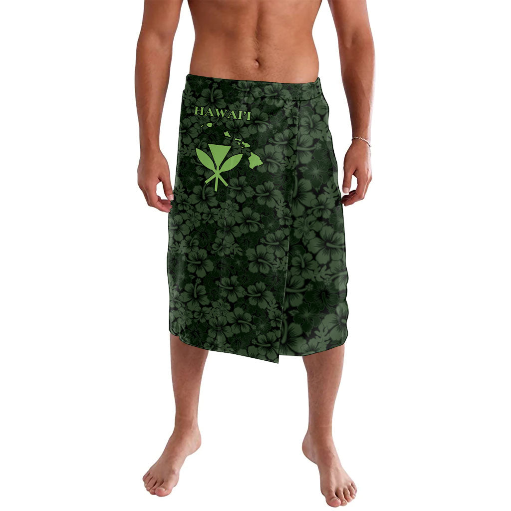 Hawaii Lei Kamehameha Lavalava Oma'oma'o Seamless Pattern Hibiscus Flower LT9 Green - Polynesian Pride