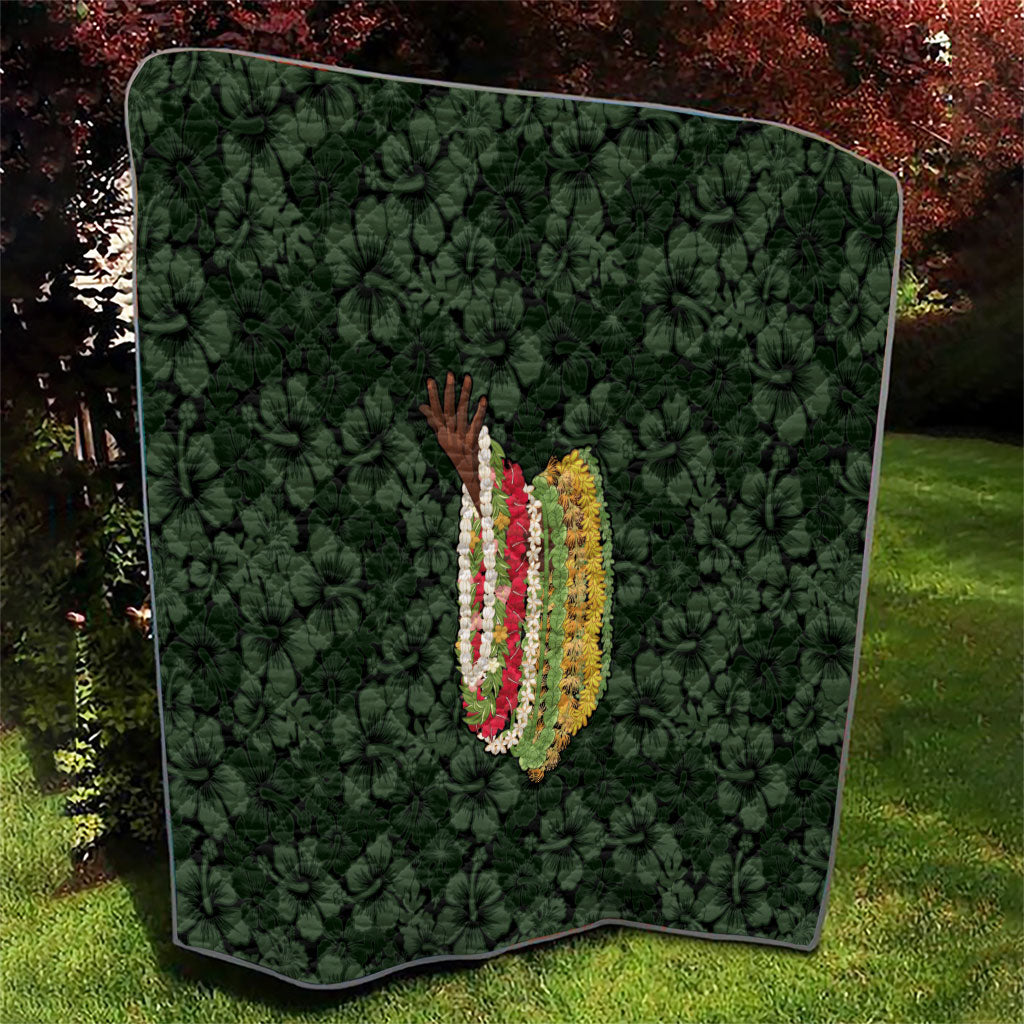 Hawaii Lei Kamehameha Quilt Oma'oma'o Seamless Pattern Hibiscus Flower LT9 - Polynesian Pride