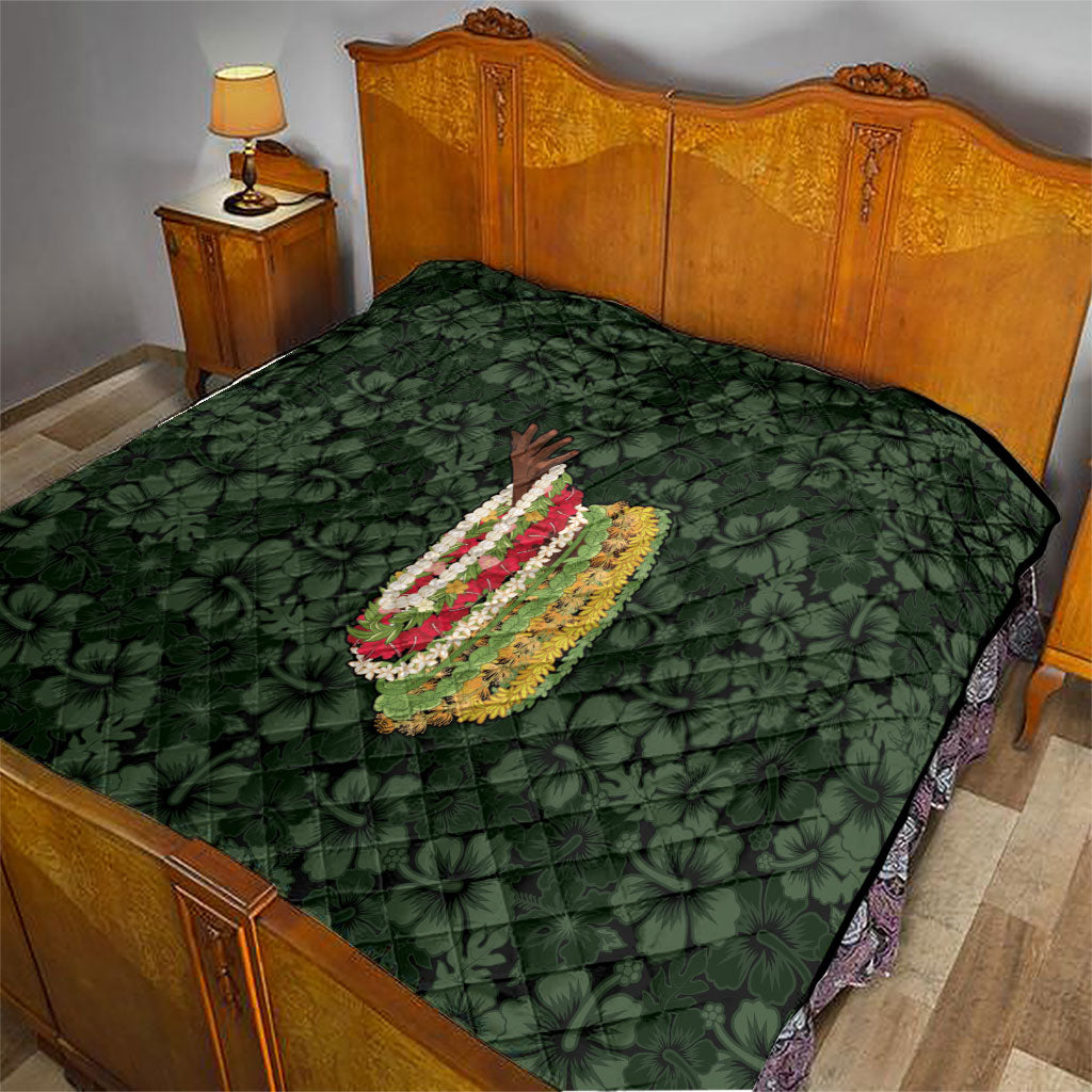 Hawaii Lei Kamehameha Quilt Oma'oma'o Seamless Pattern Hibiscus Flower LT9 - Polynesian Pride