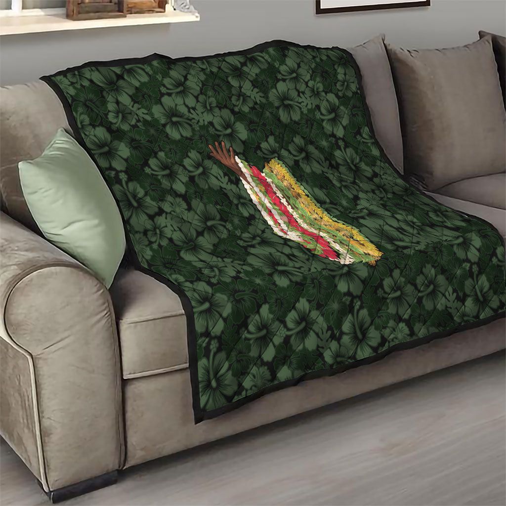 Hawaii Lei Kamehameha Quilt Oma'oma'o Seamless Pattern Hibiscus Flower LT9 - Polynesian Pride