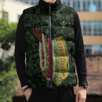 Hawaii Lei Kamehameha Sleeveless Puffer Jacket Oma'oma'o Seamless Pattern Hibiscus Flower LT9 - Polynesian Pride