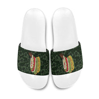 Hawaii Lei Kamehameha Slide Sandals Oma'oma'o Seamless Pattern Hibiscus Flower LT9 Green - Polynesian Pride