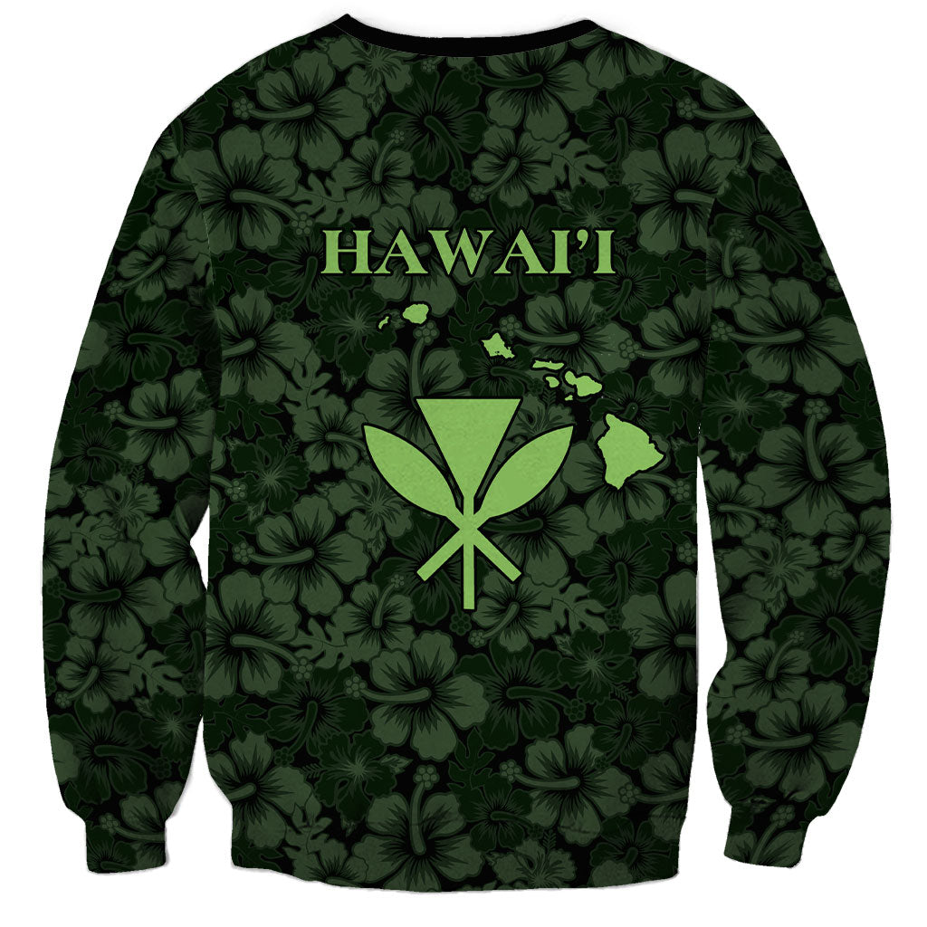 Hawaii Lei Kamehameha Sweatshirt Oma'oma'o Seamless Pattern Hibiscus Flower LT9 - Polynesian Pride