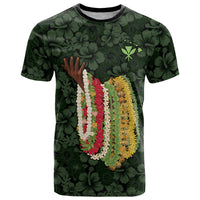 Hawaii Lei Kamehameha T Shirt Oma'oma'o Seamless Pattern Hibiscus Flower LT9 Green - Polynesian Pride