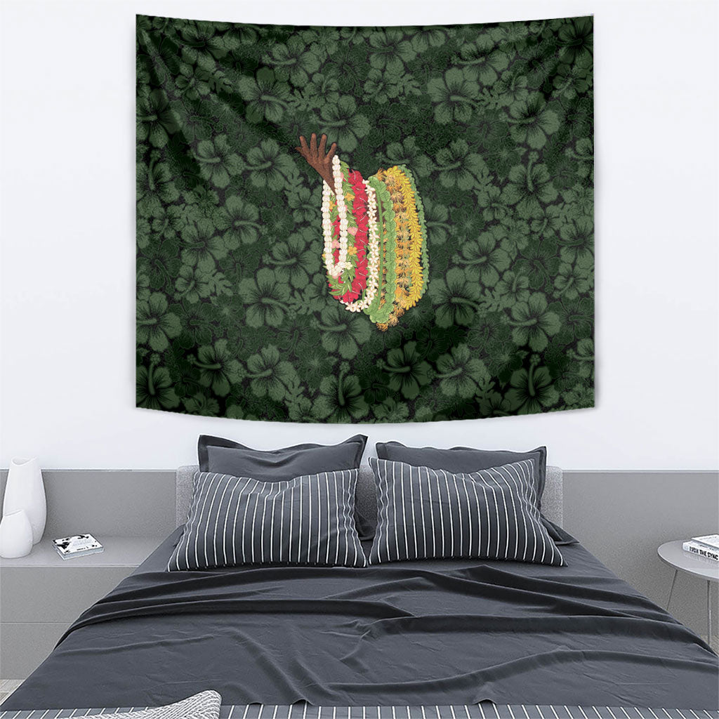 Hawaii Lei Kamehameha Tapestry Oma'oma'o Seamless Pattern Hibiscus Flower LT9 - Polynesian Pride