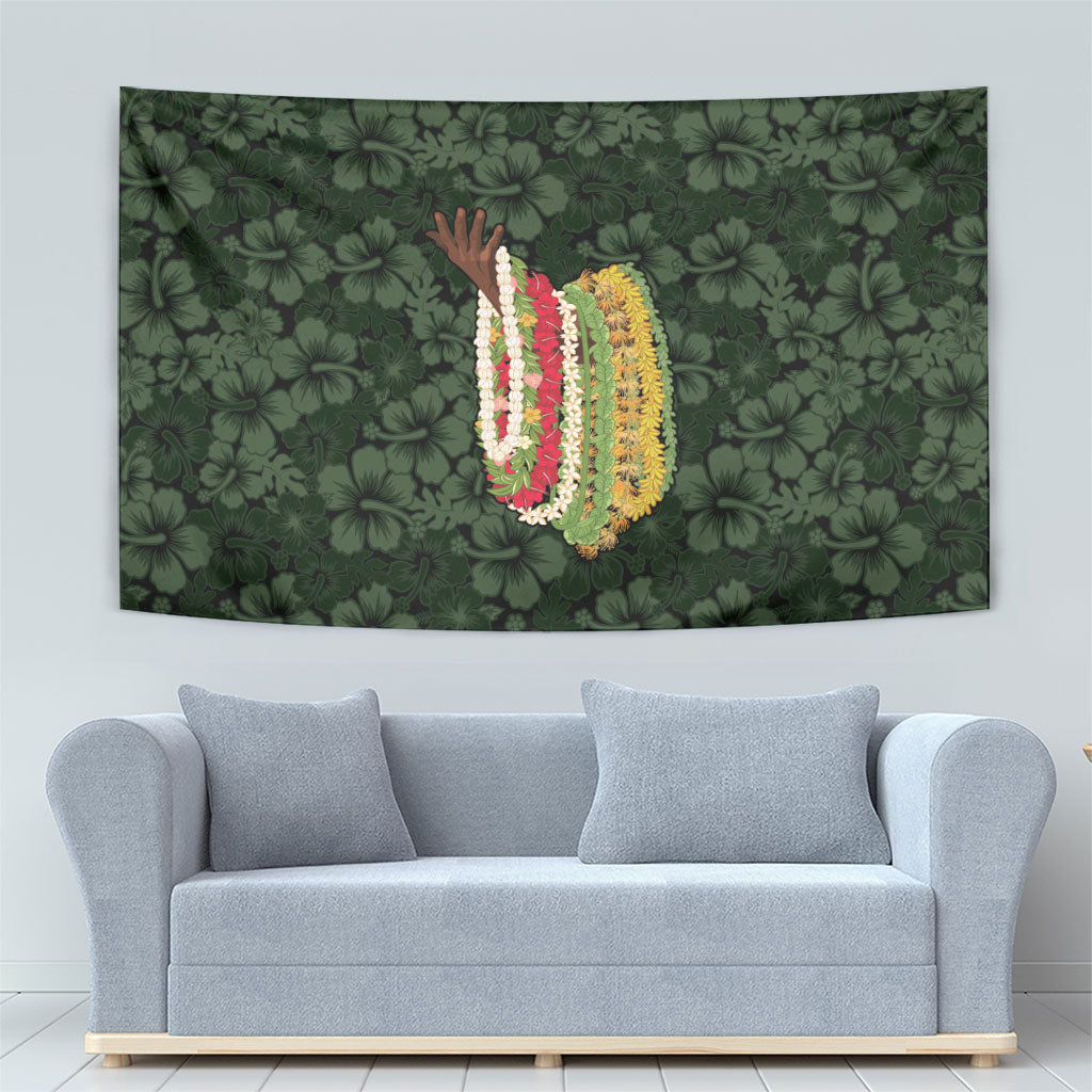 Hawaii Lei Kamehameha Tapestry Oma'oma'o Seamless Pattern Hibiscus Flower LT9 - Polynesian Pride