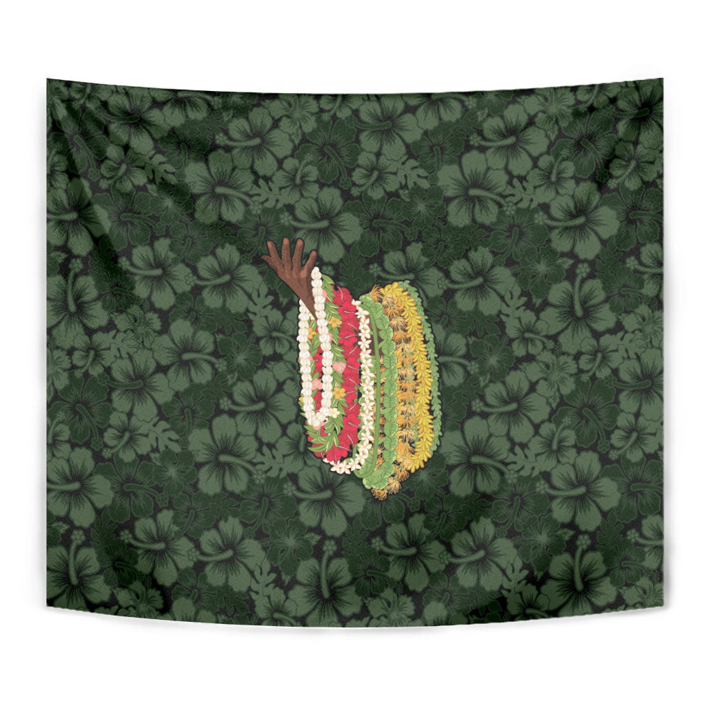 Hawaii Lei Kamehameha Tapestry Oma'oma'o Seamless Pattern Hibiscus Flower LT9 - Polynesian Pride