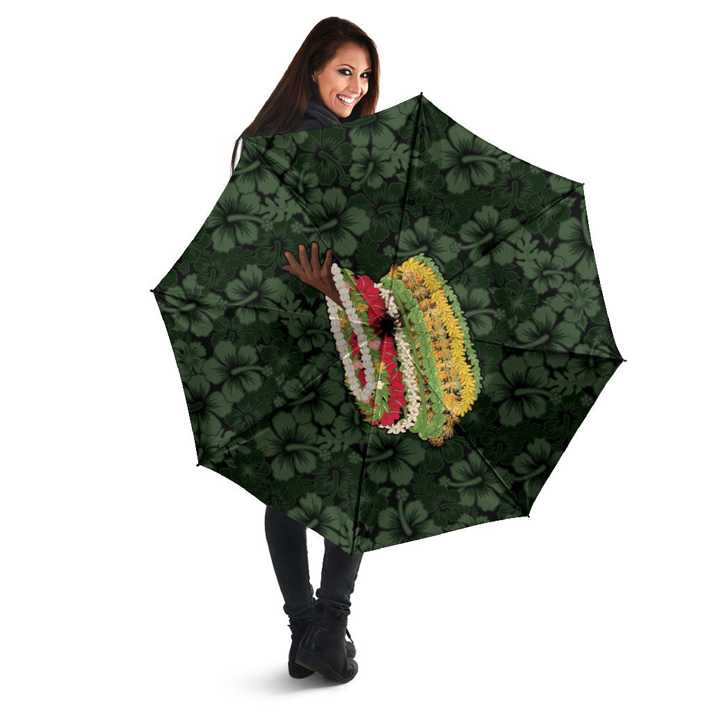Hawaii Lei Kamehameha Umbrella Oma'oma'o Seamless Pattern Hibiscus Flower LT9 - Polynesian Pride