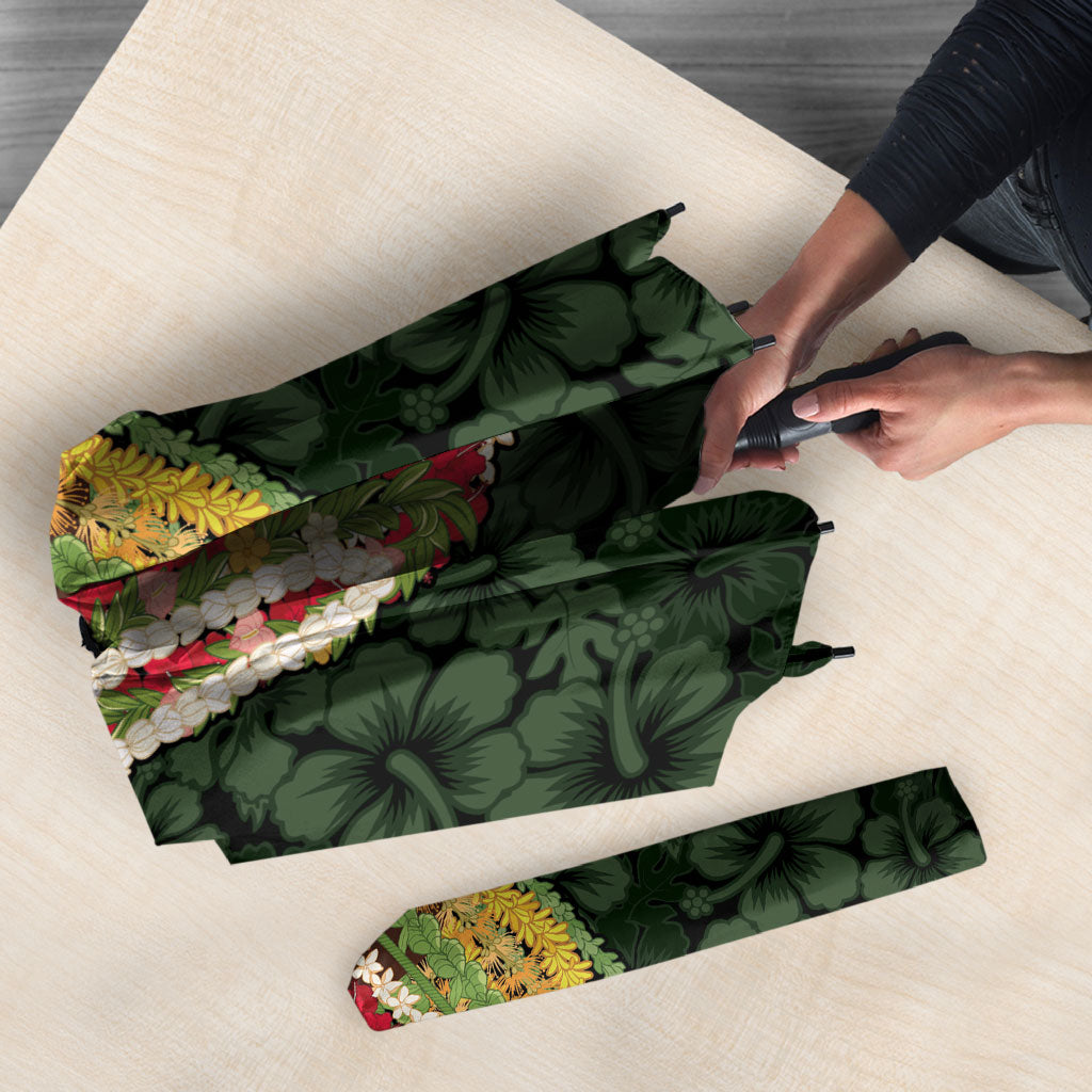 Hawaii Lei Kamehameha Umbrella Oma'oma'o Seamless Pattern Hibiscus Flower LT9 - Polynesian Pride