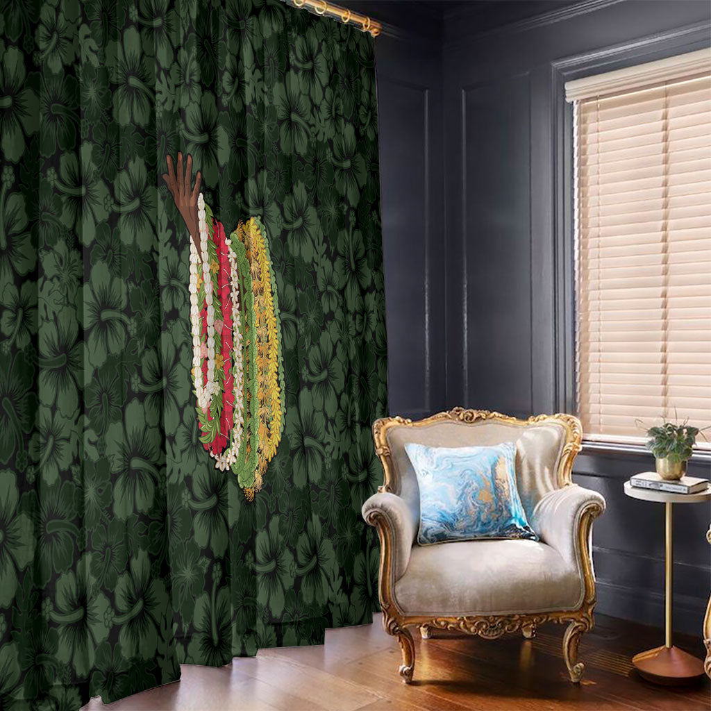 Hawaii Lei Kamehameha Window Curtain Oma'oma'o Seamless Pattern Hibiscus Flower LT9 - Polynesian Pride