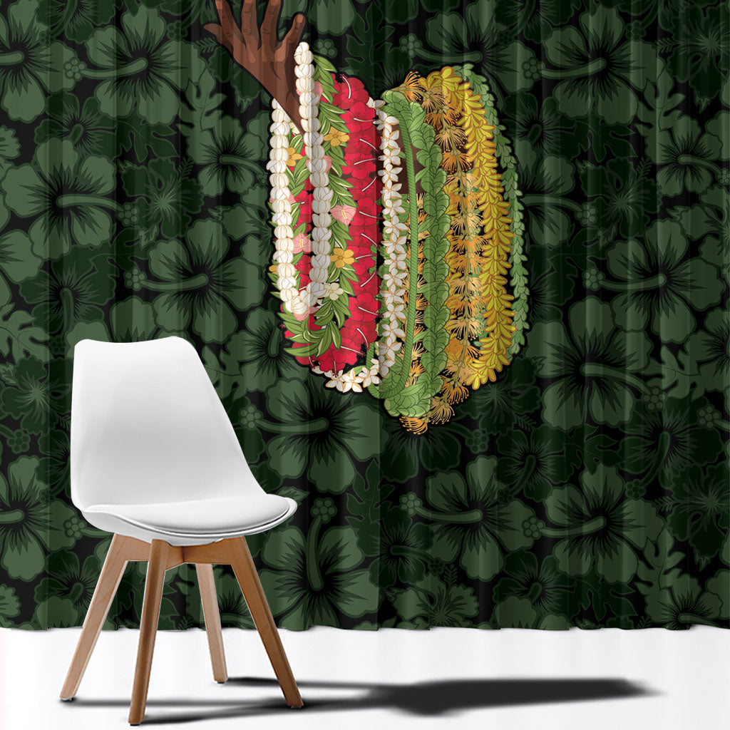 Hawaii Lei Kamehameha Window Curtain Oma'oma'o Seamless Pattern Hibiscus Flower LT9 - Polynesian Pride