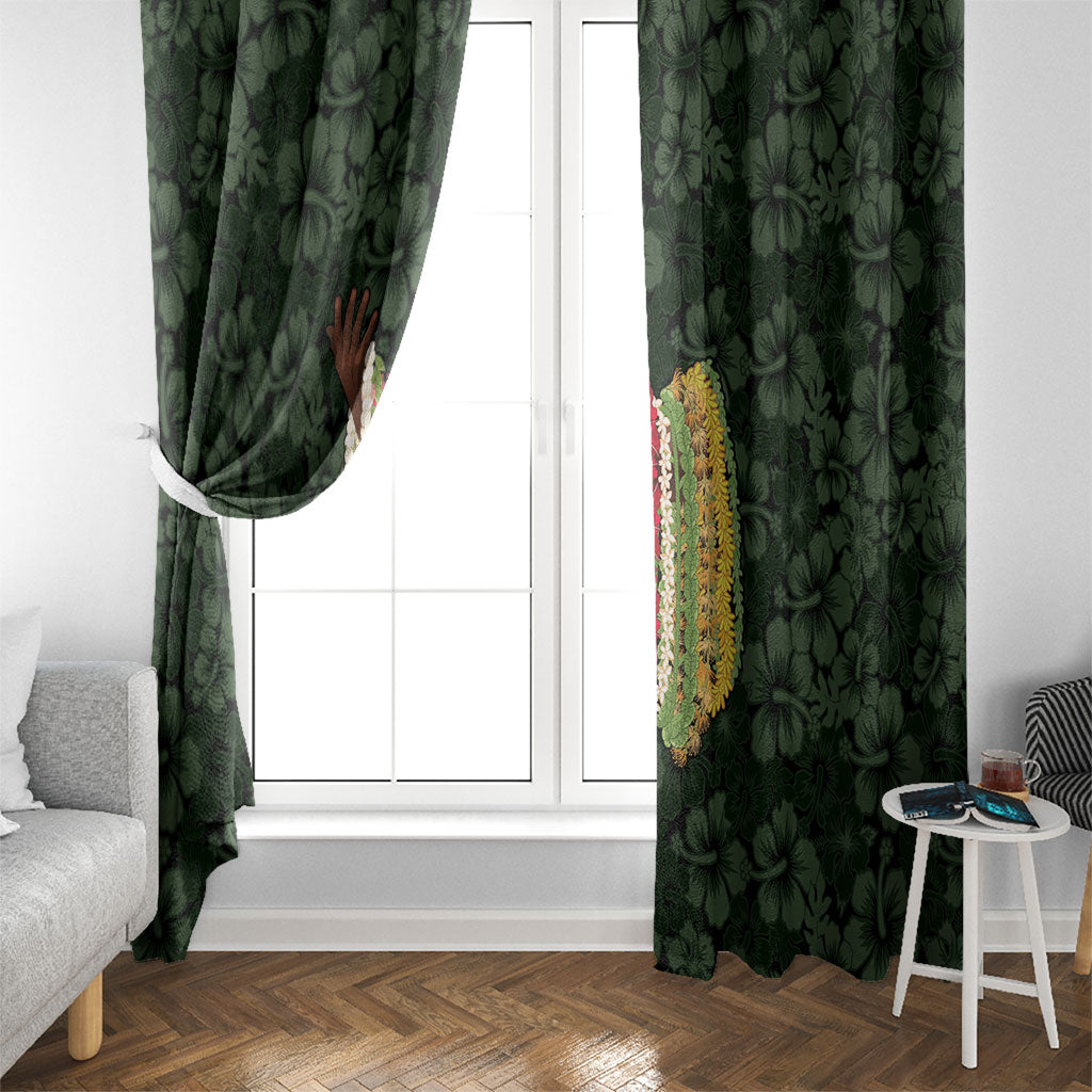 Hawaii Lei Kamehameha Window Curtain Oma'oma'o Seamless Pattern Hibiscus Flower LT9 - Polynesian Pride