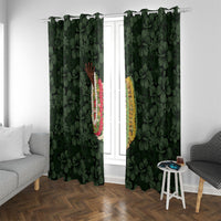 Hawaii Lei Kamehameha Window Curtain Oma'oma'o Seamless Pattern Hibiscus Flower LT9 With Grommets Green - Polynesian Pride
