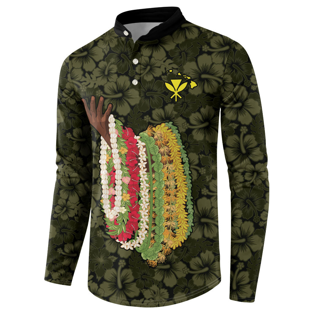 Hawaii Lei Kamehameha Button Sweatshirt Melemele Seamless Pattern Hibiscus Flower LT9 - Polynesian Pride