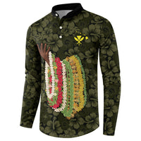 Hawaii Lei Kamehameha Button Sweatshirt Melemele Seamless Pattern Hibiscus Flower LT9 - Polynesian Pride
