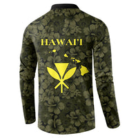 Hawaii Lei Kamehameha Button Sweatshirt Melemele Seamless Pattern Hibiscus Flower LT9 - Polynesian Pride
