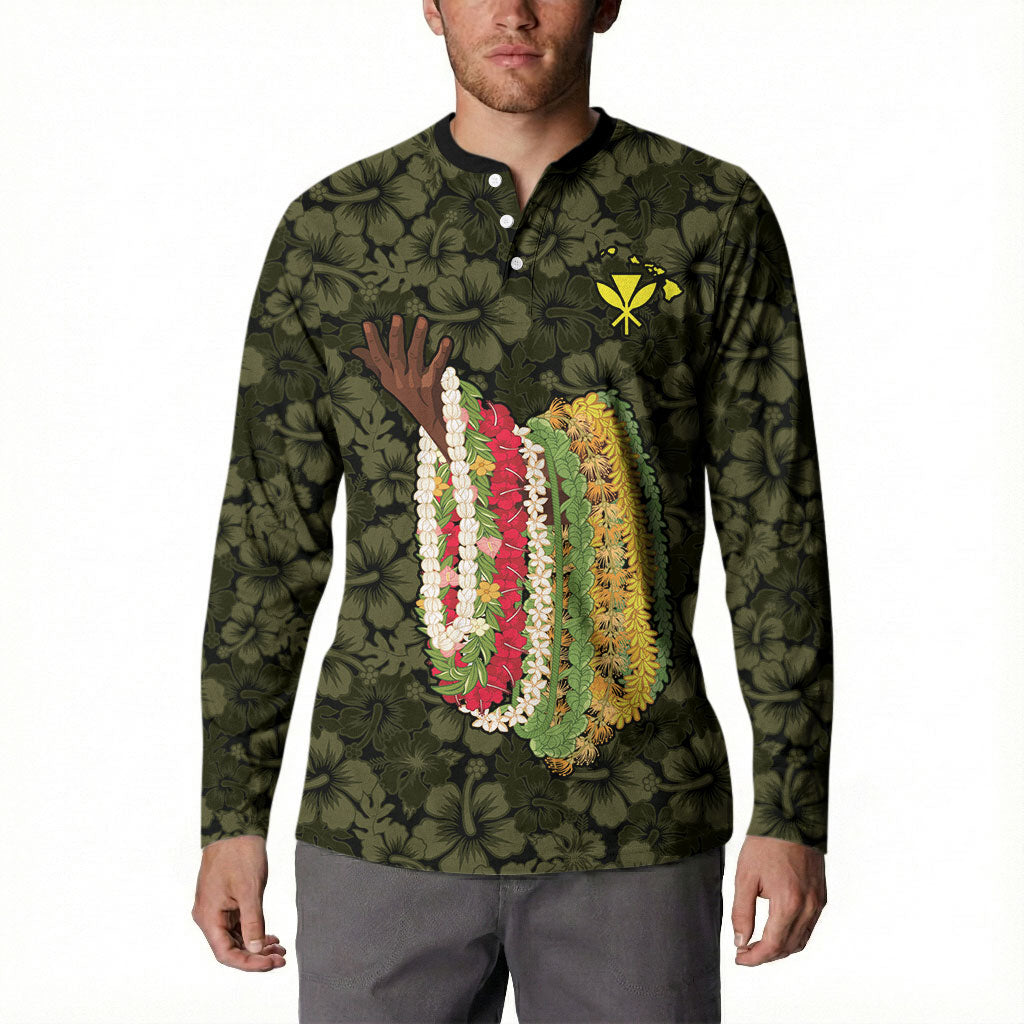 Hawaii Lei Kamehameha Button Sweatshirt Melemele Seamless Pattern Hibiscus Flower LT9 - Polynesian Pride