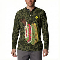 Hawaii Lei Kamehameha Button Sweatshirt Melemele Seamless Pattern Hibiscus Flower LT9 - Polynesian Pride