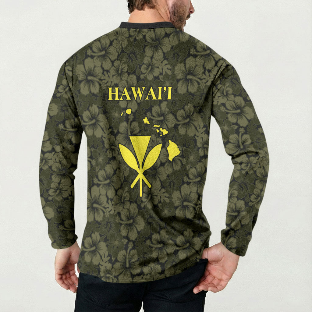 Hawaii Lei Kamehameha Button Sweatshirt Melemele Seamless Pattern Hibiscus Flower LT9 - Polynesian Pride