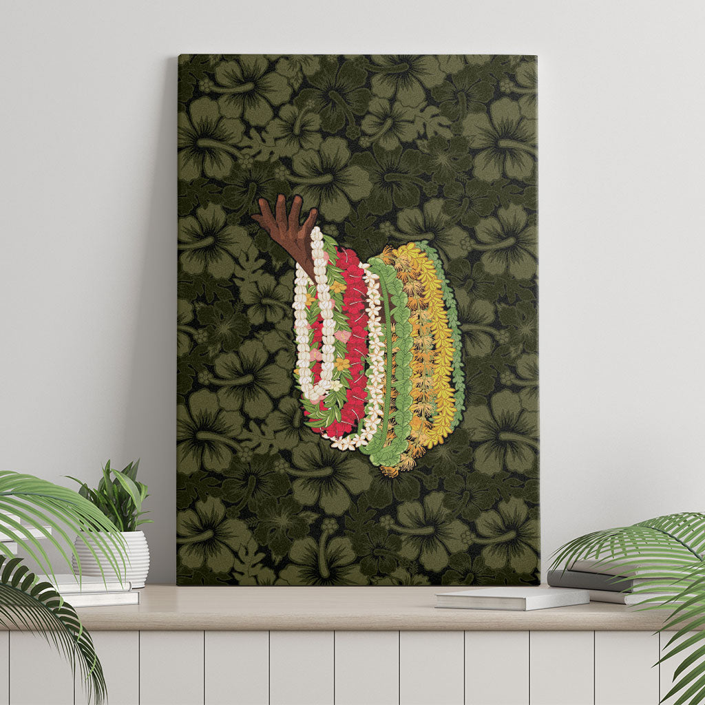 Hawaii Lei Kamehameha Canvas Wall Art Melemele Seamless Pattern Hibiscus Flower LT9 - Polynesian Pride