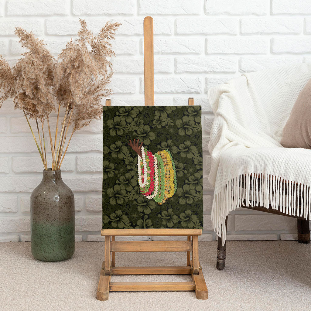 Hawaii Lei Kamehameha Canvas Wall Art Melemele Seamless Pattern Hibiscus Flower LT9 - Polynesian Pride