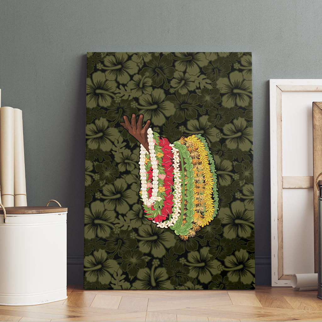Hawaii Lei Kamehameha Canvas Wall Art Melemele Seamless Pattern Hibiscus Flower LT9 - Polynesian Pride