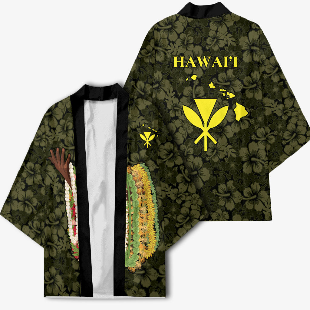Hawaii Lei Kamehameha Kimono Melemele Seamless Pattern Hibiscus Flower LT9 - Polynesian Pride