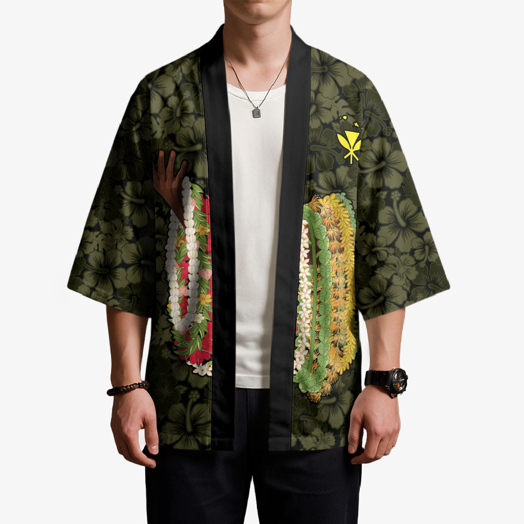 Hawaii Lei Kamehameha Kimono Melemele Seamless Pattern Hibiscus Flower LT9 - Polynesian Pride