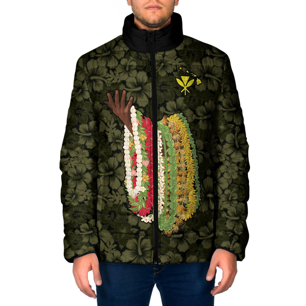 Hawaii Lei Kamehameha Padded Jacket Melemele Seamless Pattern Hibiscus Flower LT9 Men Yellow - Polynesian Pride