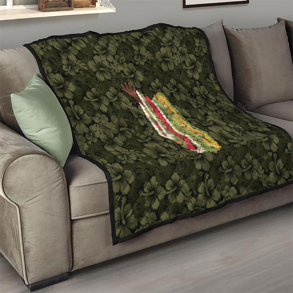 Hawaii Lei Kamehameha Quilt Melemele Seamless Pattern Hibiscus Flower LT9 - Polynesian Pride