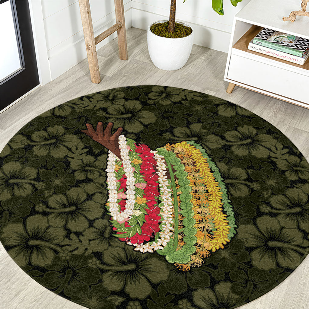 Hawaii Lei Kamehameha Round Carpet Melemele Seamless Pattern Hibiscus Flower LT9 Yellow - Polynesian Pride
